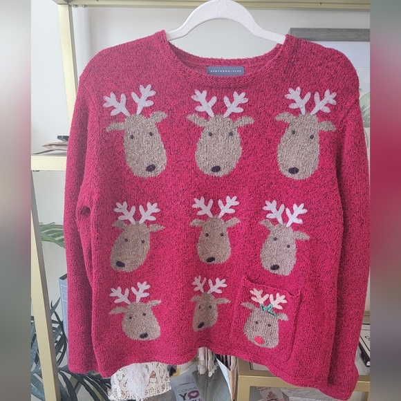 Vintage Northen Isle Signature Rudolph Red Christmas Sweater - Size Medium - Picture 1 of 6